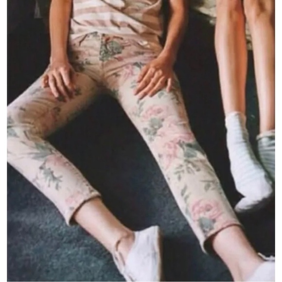 Current Elliot Sz 27 Watercolor Floral Print Cropped Jeans Womens RARE - Picture 9 of 13